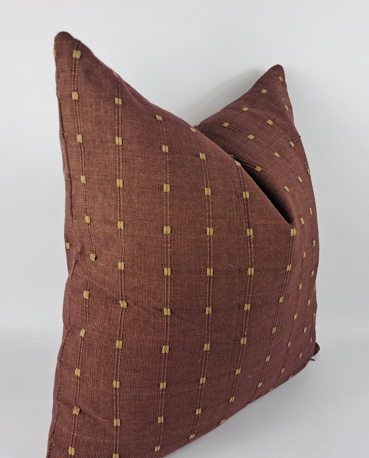 Hmong pillow, brown woven pillow, rusty brown striped pillow, rust neutral pillow