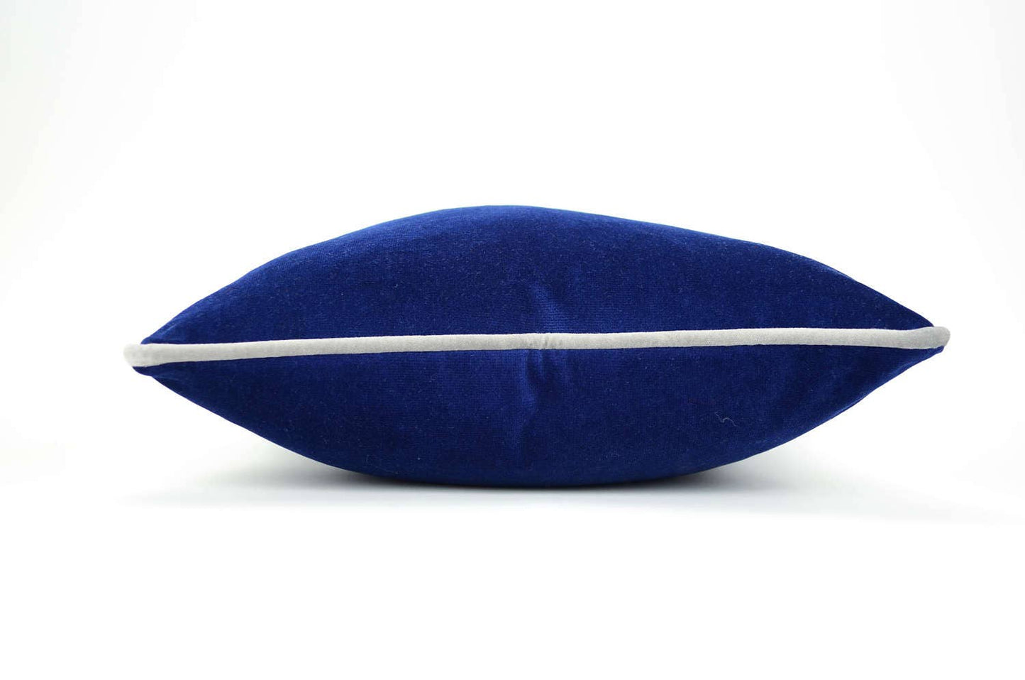 Blue and grey velvet pillow case // grey piping cushion case // blue velvet with grey piping pillow