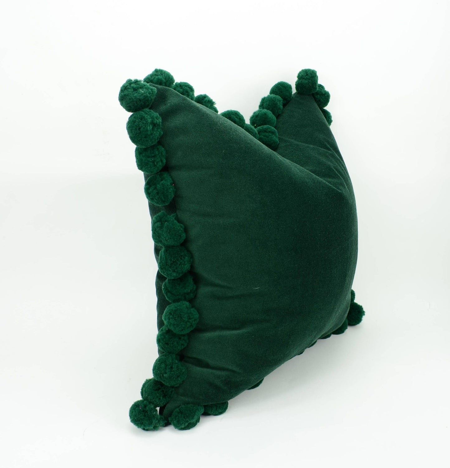 Green pom pom cushion // jumbo pom pom pillow // velvet pom cushion // green pom pom pillow