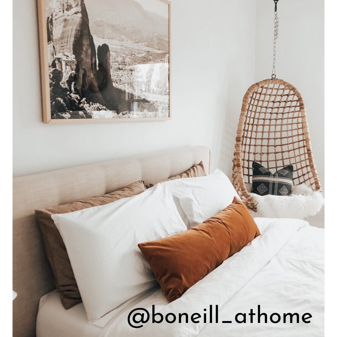 Long lumbar pillow // rust velvet pillow cover // copper velvet pillow // long lumbar rust pillow