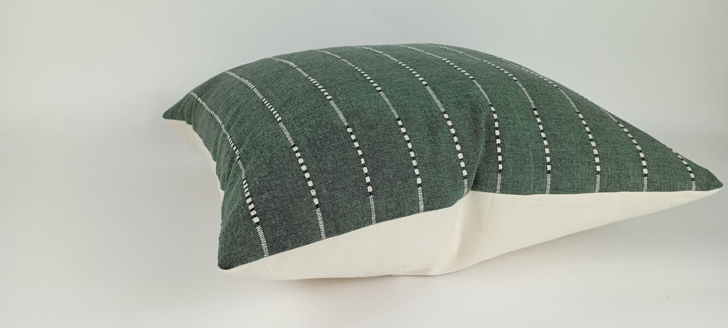 Hmong pillow, green woven pillow, green striped pillow, green neutral pillow