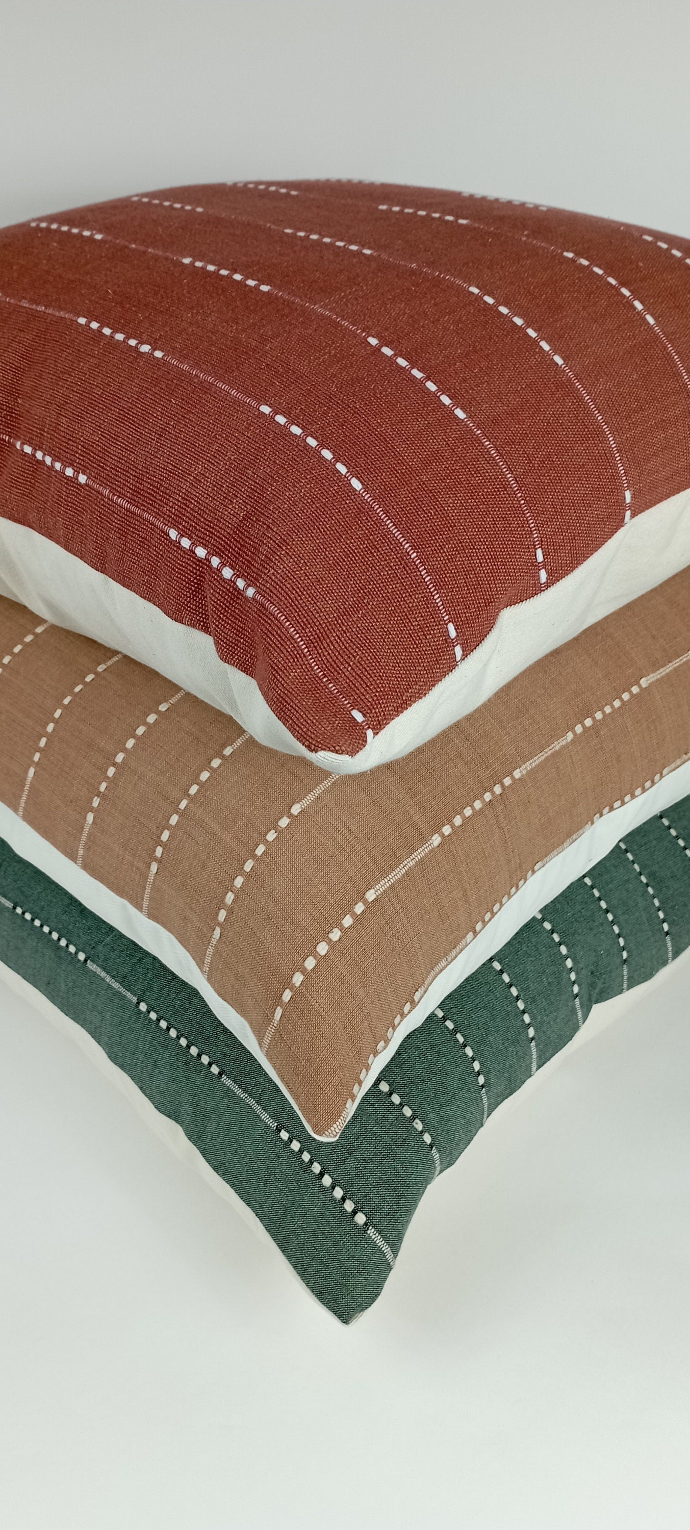 Hmong pillow, rust woven pillow, rust striped pillow, rust neutral pillow