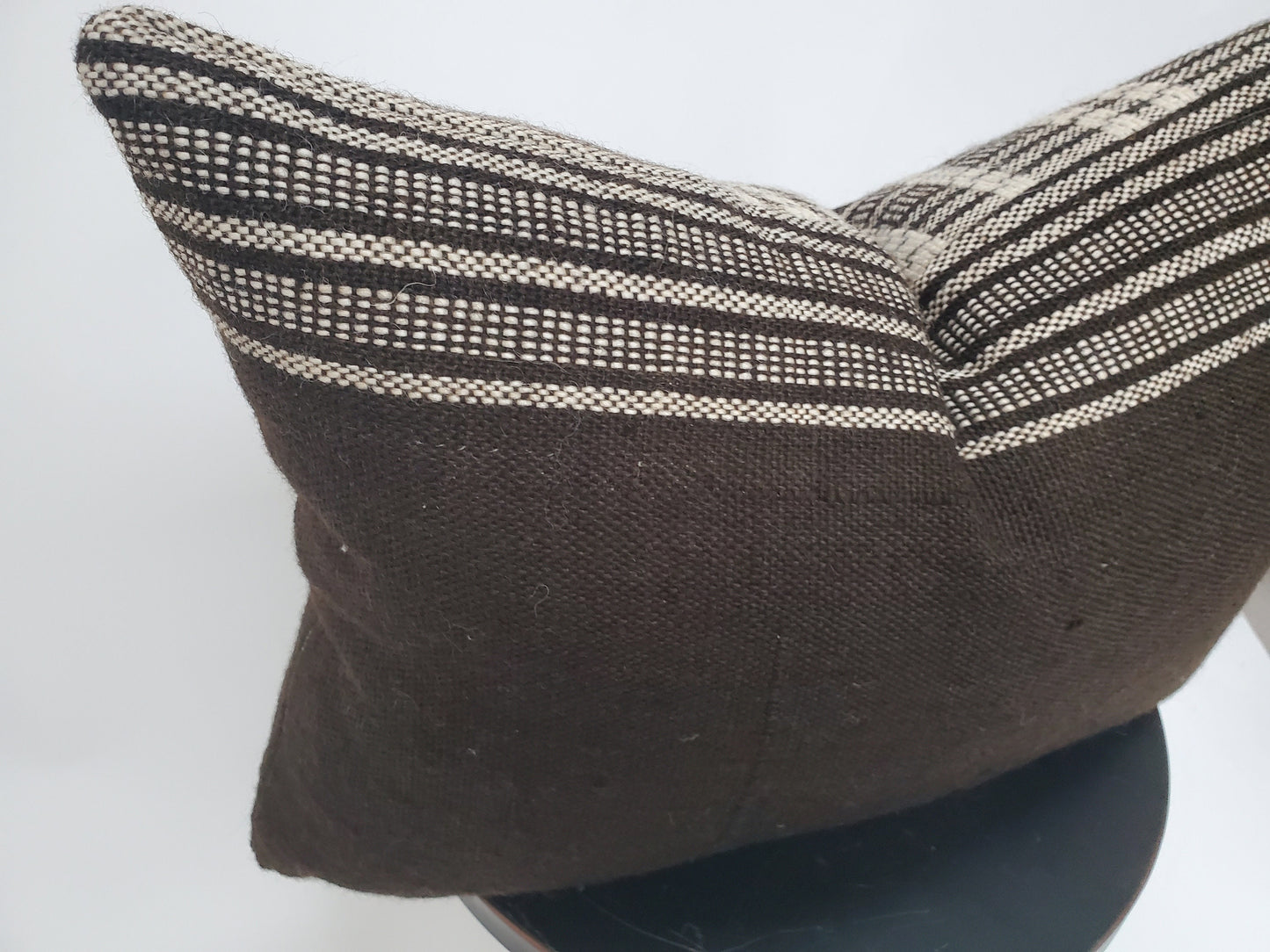 Bhujodi pillow, black bhujodi cushion, Indian wool pillow, woven wool cushion