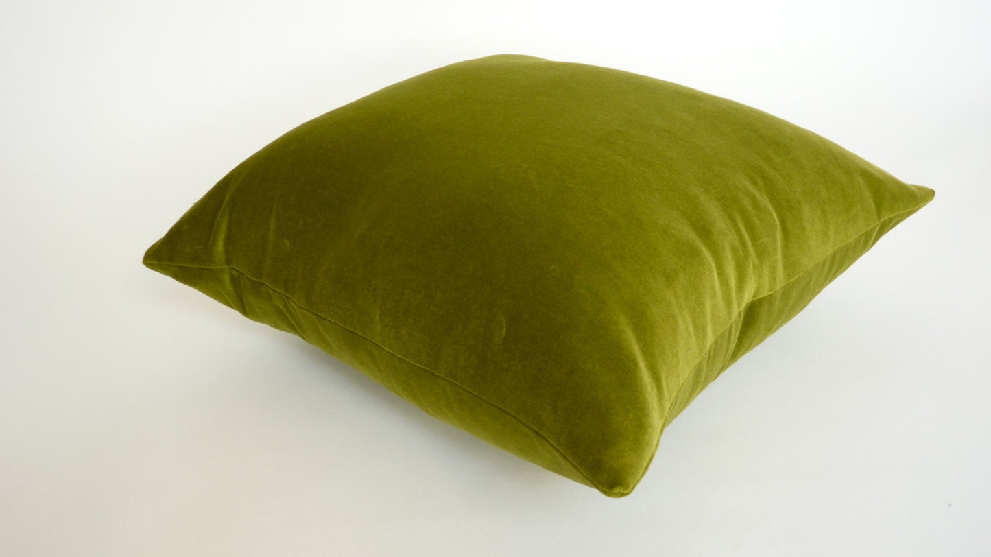 Olive green velvet pillow case // chartreuse green velvet pillow // lime green velvet