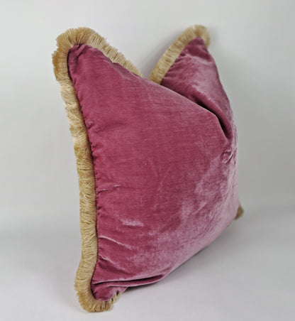 Vintage pink silk velvet pillow, light pink silk velvet cushion, pink velvet pillow