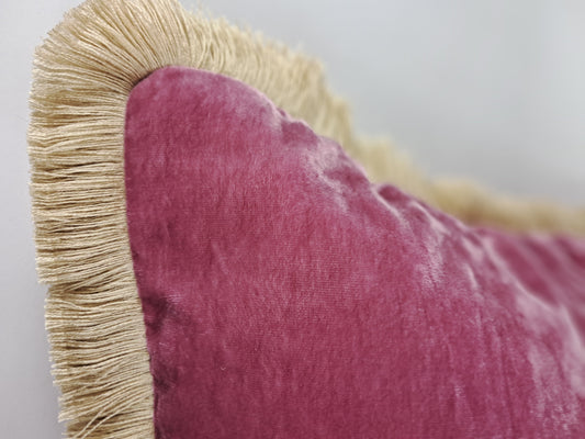 Vintage pink silk velvet pillow, light pink silk velvet cushion, pink velvet pillow