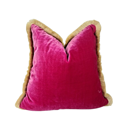 Cerise pink silk velvet pillow, pink silk velvet cushion, dark pink velvet pillow