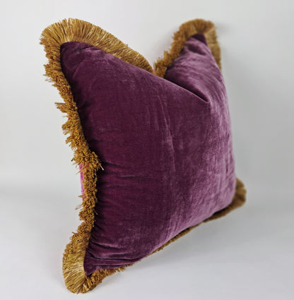 Dark berry silk velvet pillow, purple silk velvet cushion, purple velvet pillow