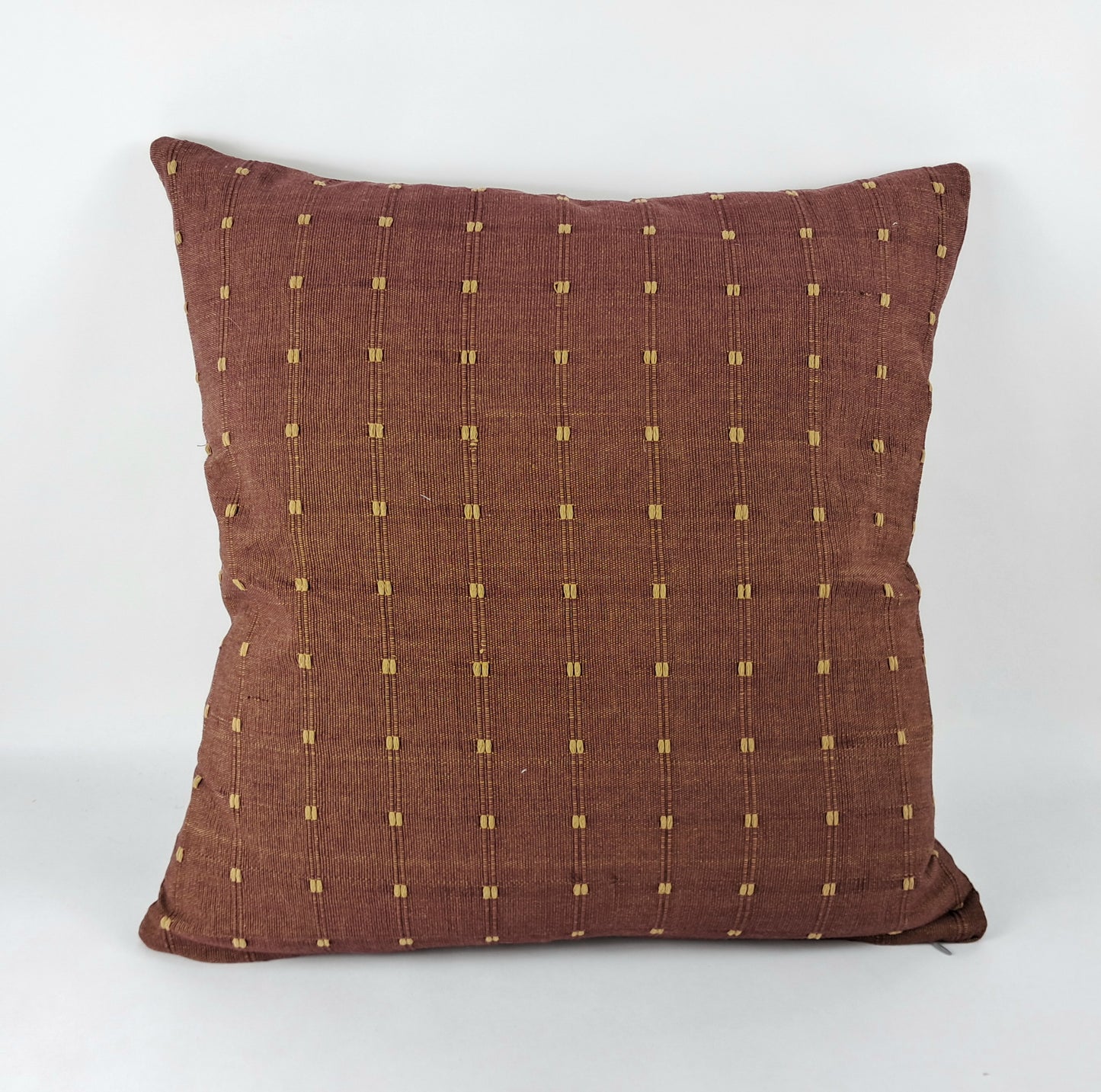Hmong pillow, brown woven pillow, rusty brown striped pillow, rust neutral pillow