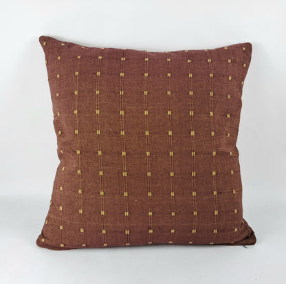 Hmong pillow, brown woven pillow, rusty brown striped pillow, rust neutral pillow