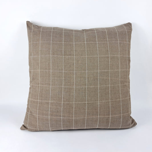 Hmong pillow, beigey brown woven pillow, tan plaid cushion, brown neutral pillow