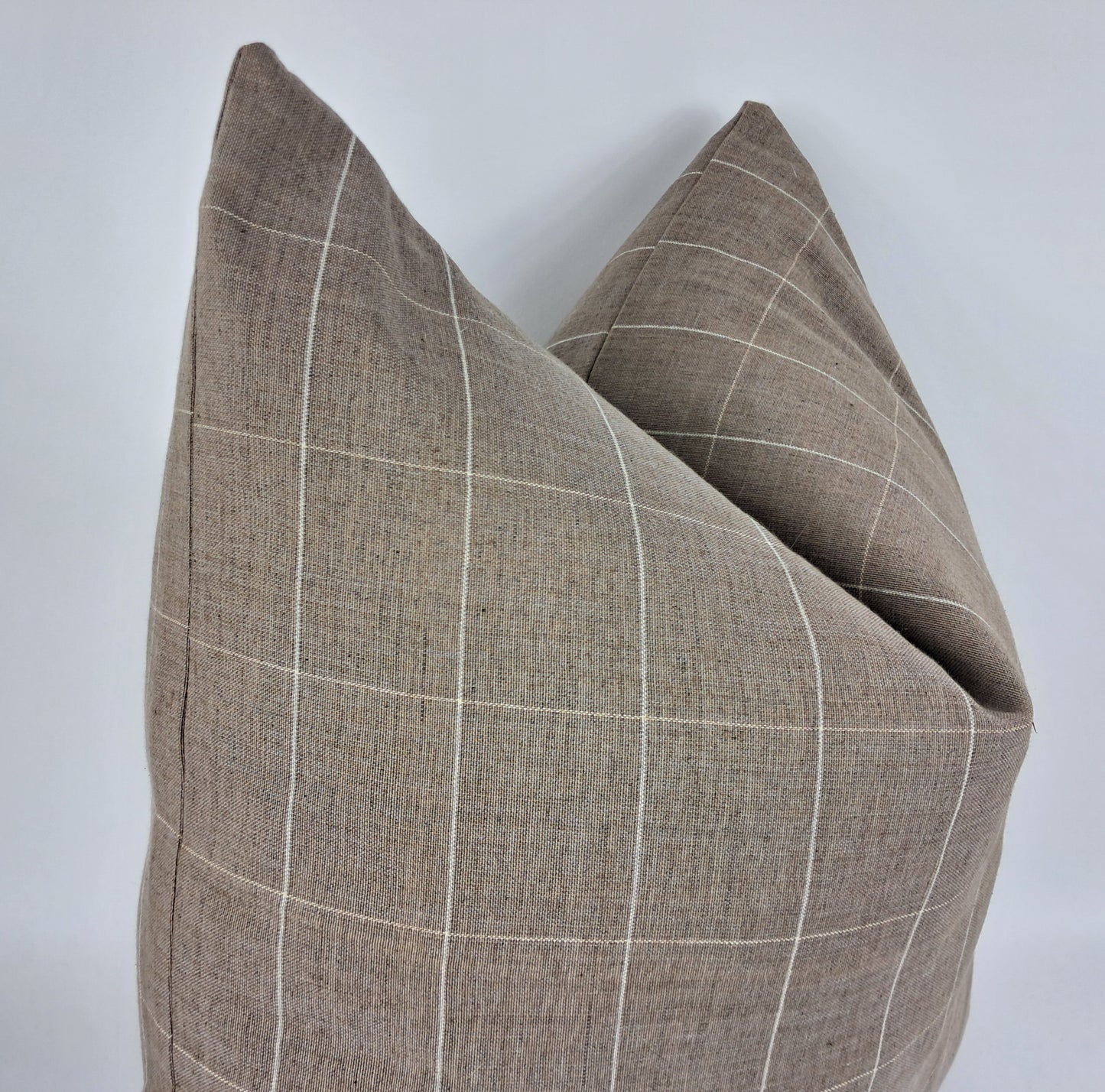 Hmong pillow, beigey brown woven pillow, tan plaid cushion, brown neutral pillow