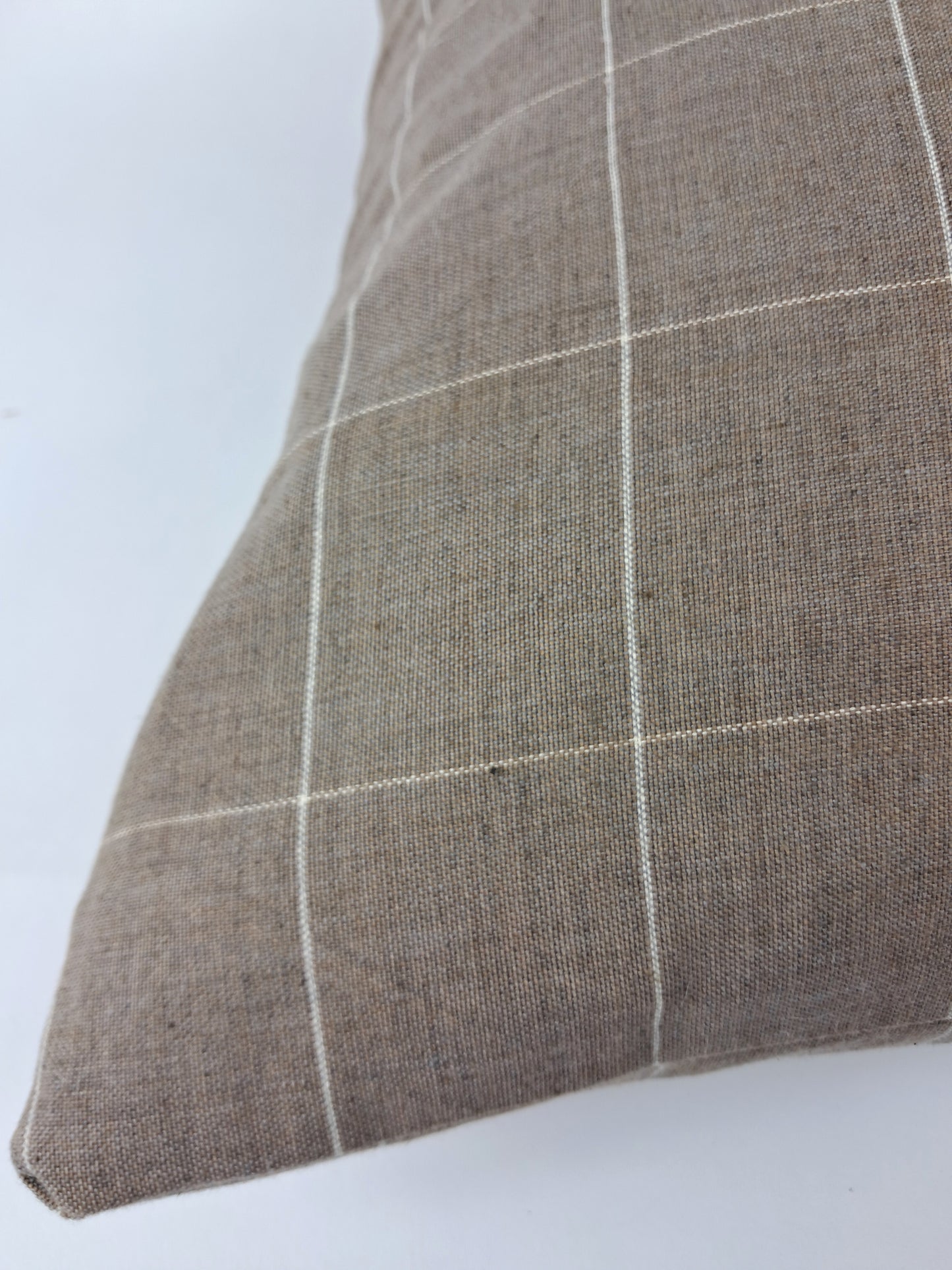 Hmong pillow, beigey brown woven pillow, tan plaid cushion, brown neutral pillow