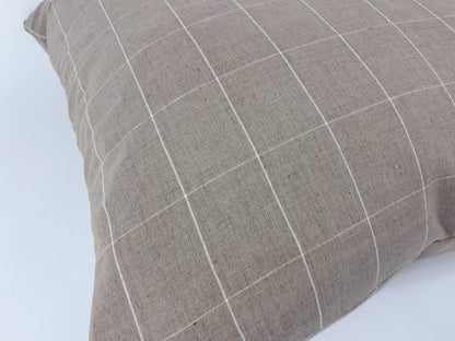 Hmong pillow, beigey brown woven pillow, tan plaid cushion, brown neutral pillow