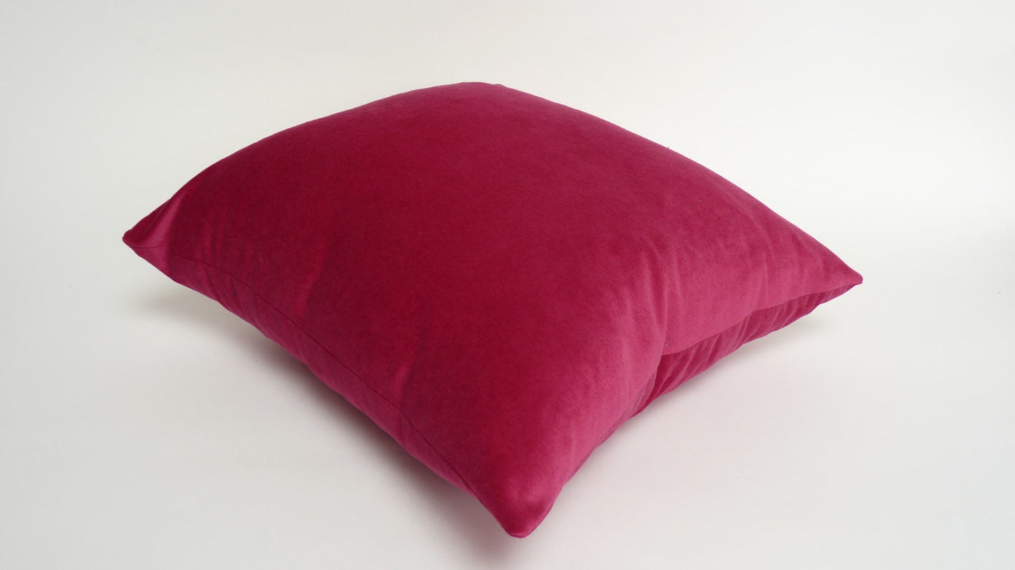 Raspberry velvet pillow, raspberry pink velvet cushion, dark pink velvet pillow