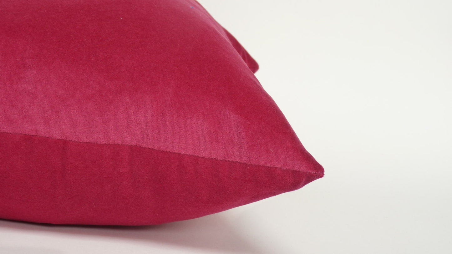Raspberry velvet pillow, raspberry pink velvet cushion, dark pink velvet pillow