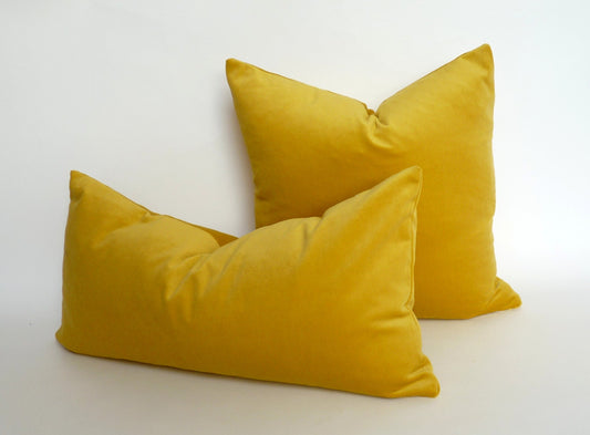 buttercup yellow velvet pillow case // yellow velvet cushion case // rectangle velvet pillow