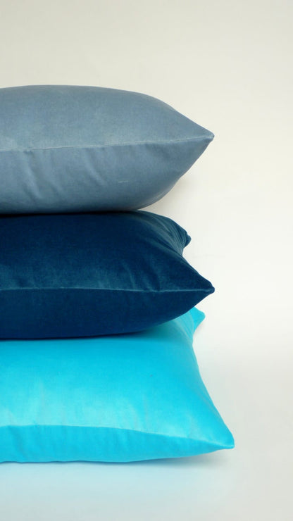Petrol blue velvet pillow // blue cushion case // dark blue velvet