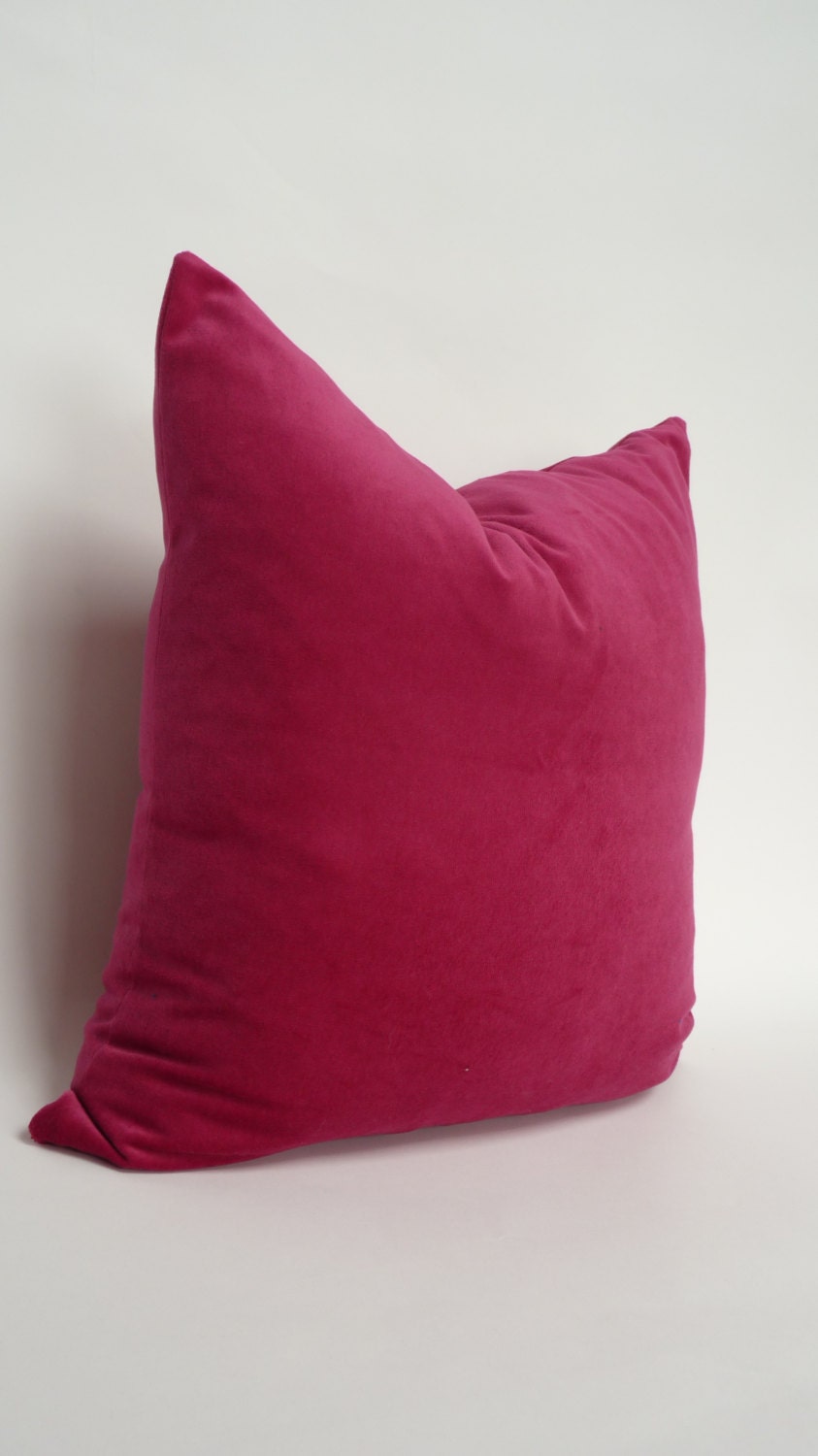 Raspberry velvet pillow, raspberry pink velvet cushion, dark pink velvet pillow