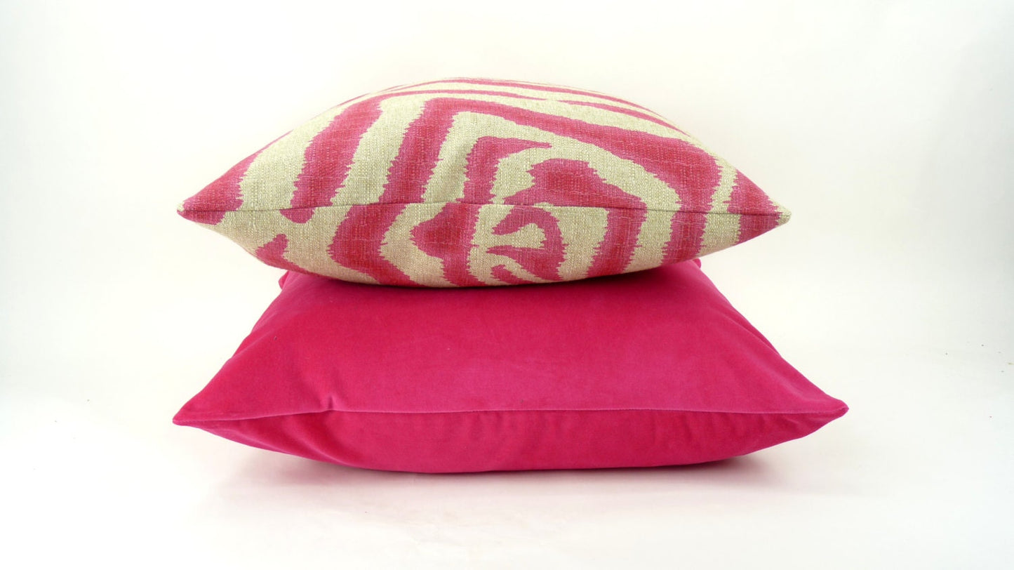 cerise pink velvet pillow case // hot pink velvet cushion cover // bright pink velvet pillow cover