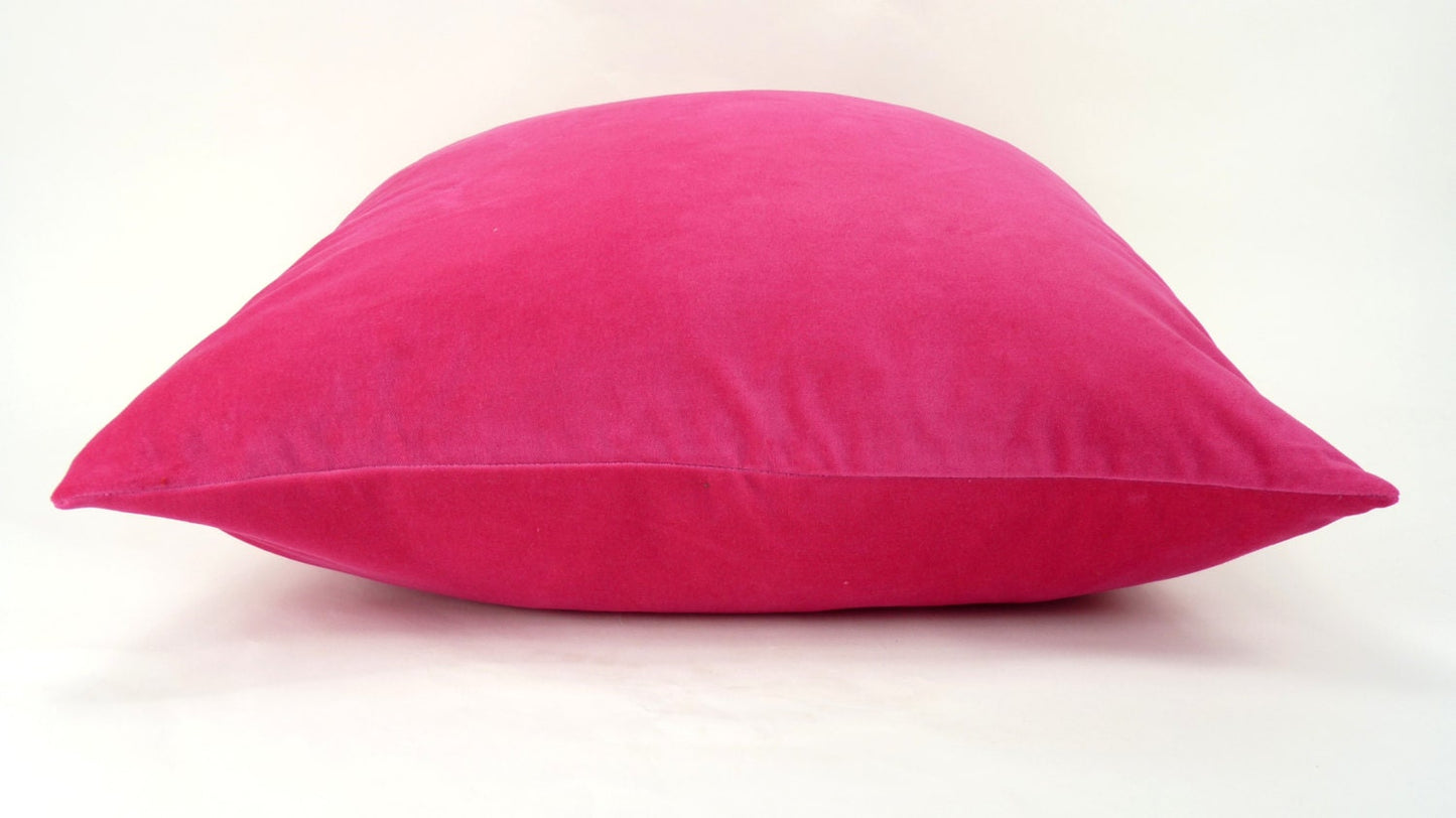 cerise pink velvet pillow case // hot pink velvet cushion cover // bright pink velvet pillow cover