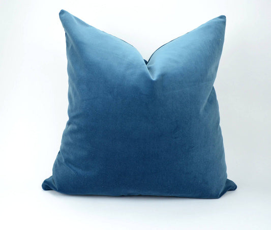 slate blue velvet pillow case, dark blue velvet pillow, slate blue velvet cushion