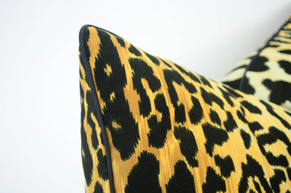 gold leopard print pillow // velvet leopard print cushion  // gold and black leopard print pillow // braemore jamil leopard pillow cover