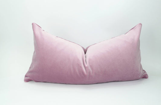 vintage rose velvet pillow cover // pink velvet cushion case // long lumbar velvet pillow