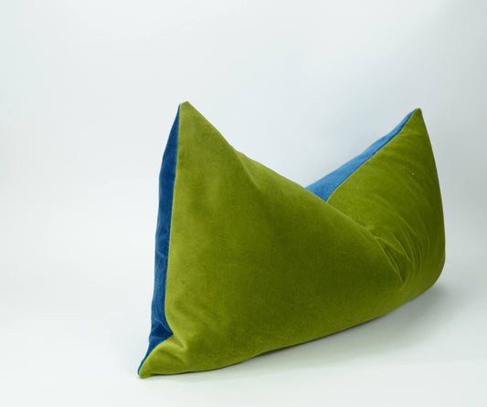 green and blue velvet pillow case // blue green pillow cover // colour block pillow