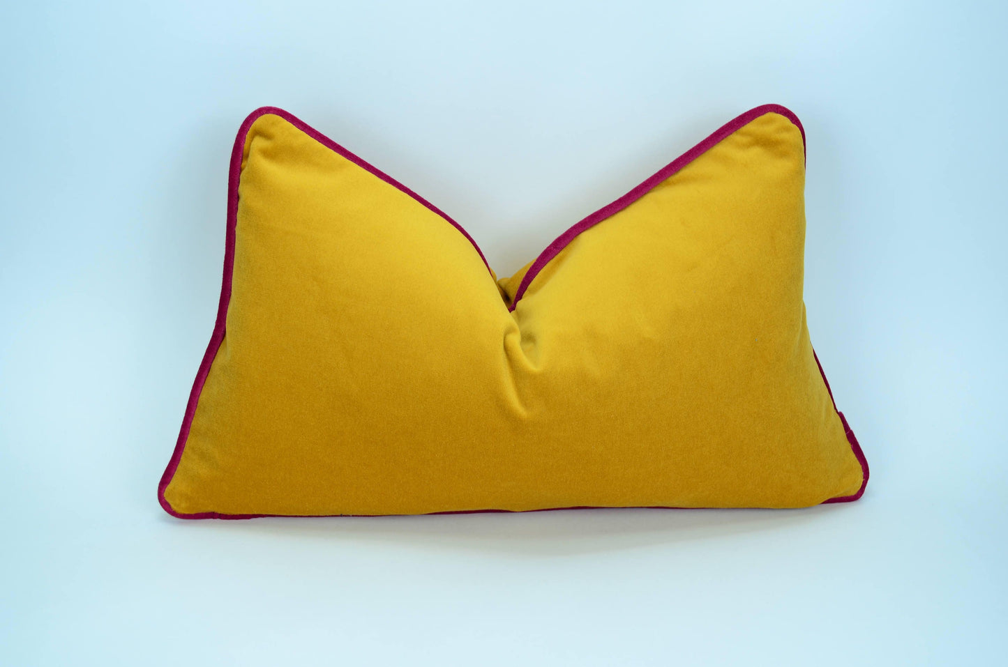 Yellow and pink pillow case // yellow and pink cushion // velvet piping pillow