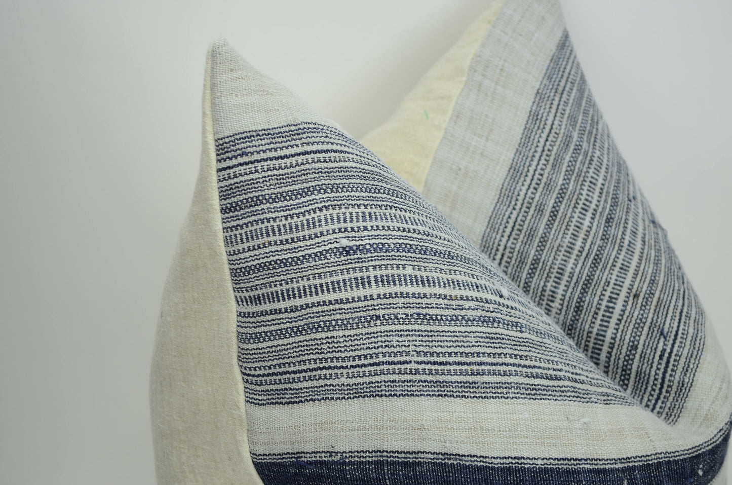 hmong pillow cover // striped woven cushion // hemp pillow cover  // rustic pillow // indigo striped cushion