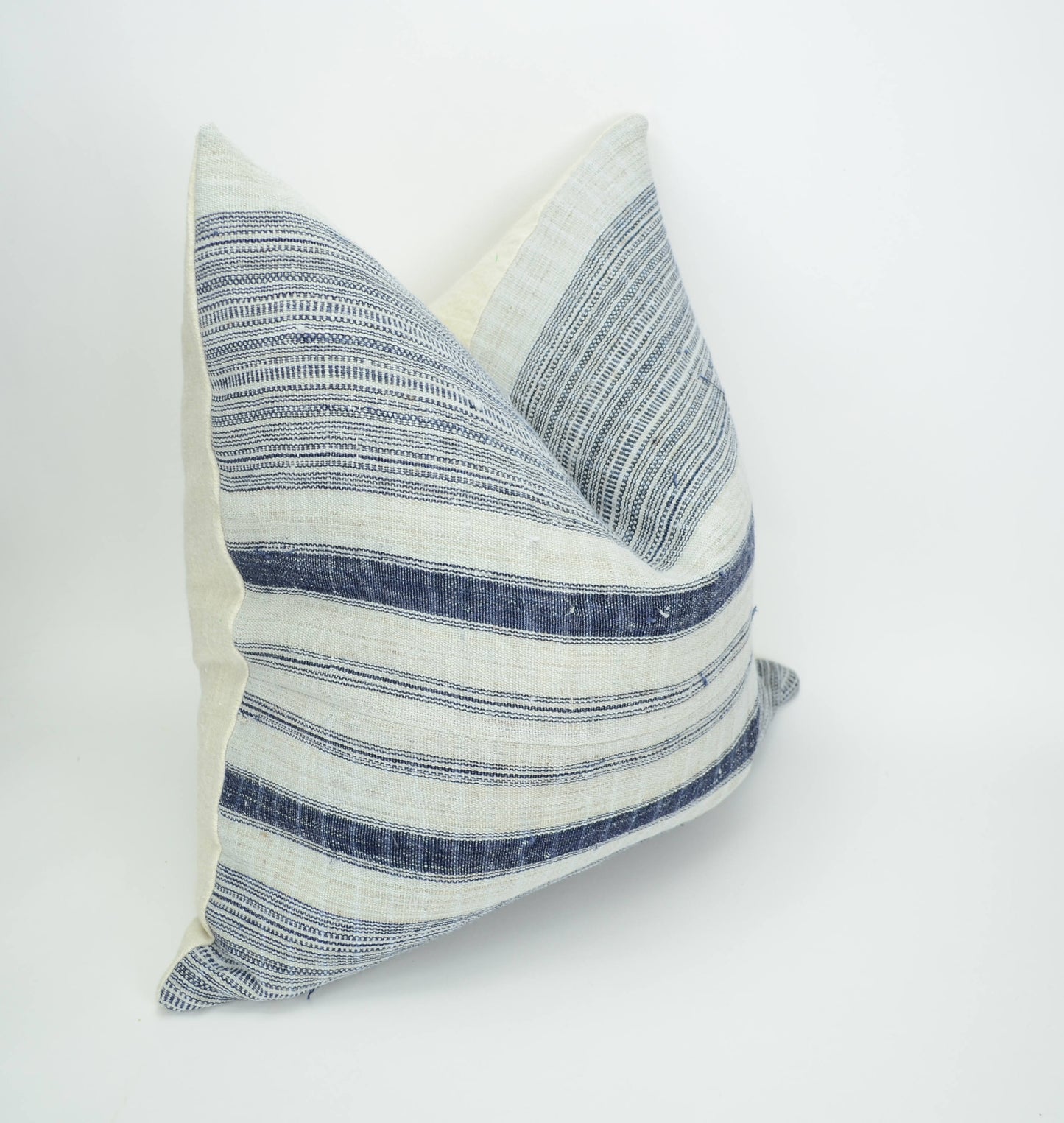 hmong pillow cover // striped woven cushion // hemp pillow cover  // rustic pillow // indigo striped cushion