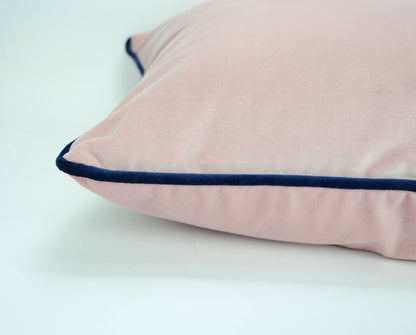 Blush velvet pillow case // pink and navy pillow cover // blush velvet cushion // blush cushion cover