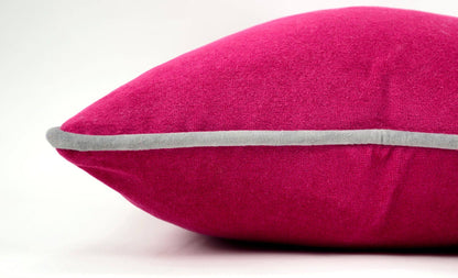 Pink and grey piping pillow case // raspberry velvet pillow // grey piping cushion case