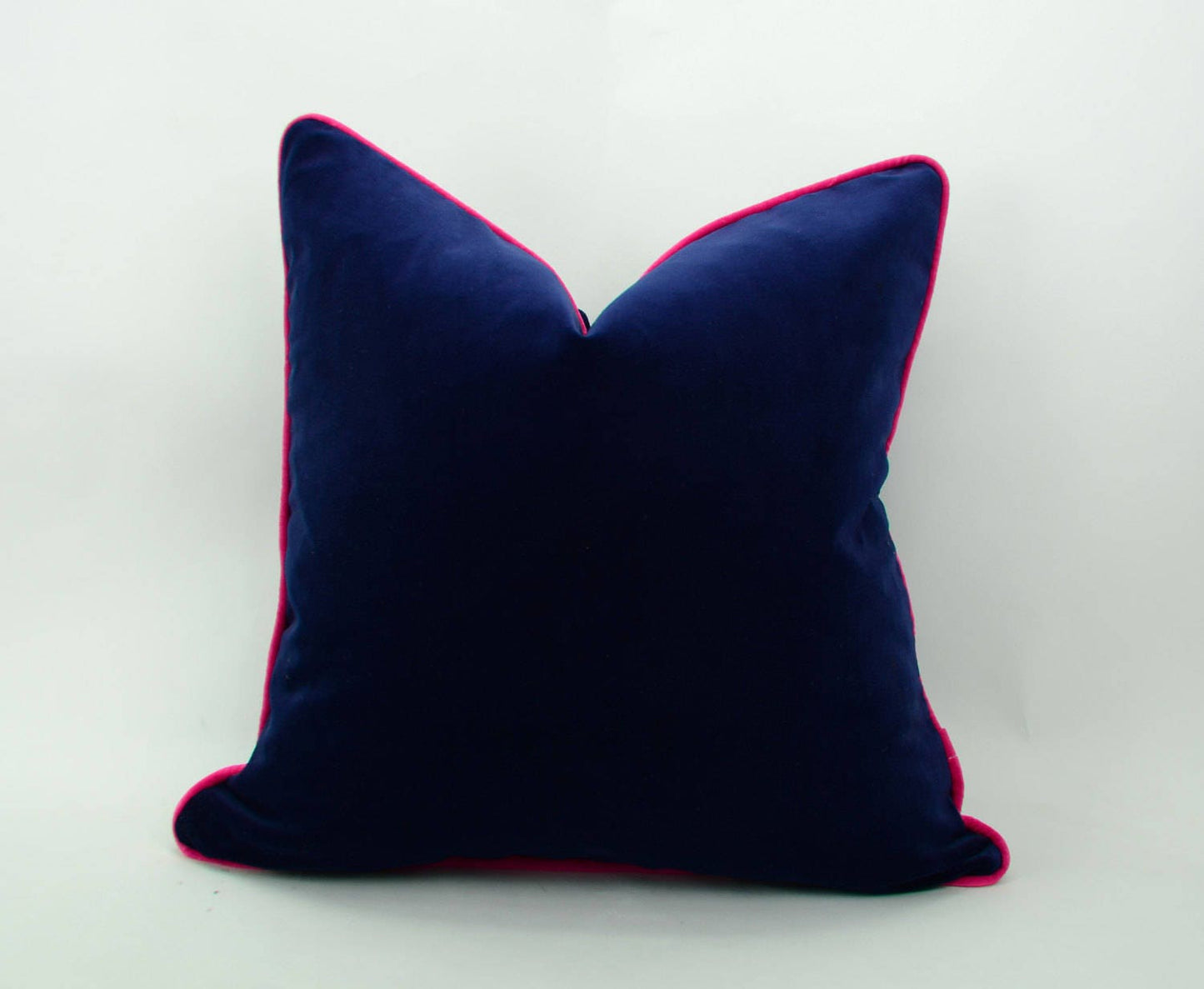 Navy and pink pillow case // navy and pink cushion // velvet piping pillow