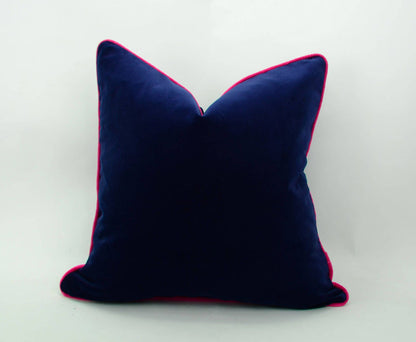 Navy and pink pillow case // navy and pink cushion // velvet piping pillow