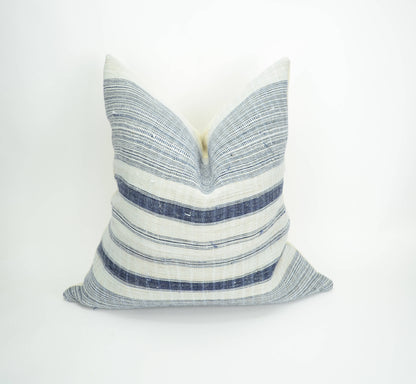 hmong pillow cover // striped woven cushion // hemp pillow cover  // rustic pillow // indigo striped cushion