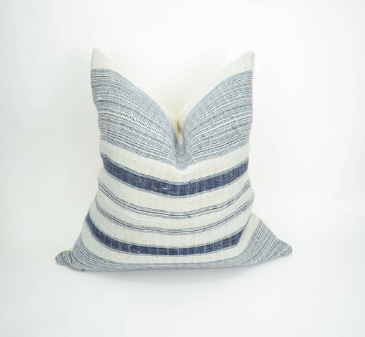 hmong pillow cover // striped woven cushion // hemp pillow cover  // rustic pillow // indigo striped cushion