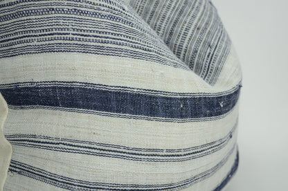 hmong pillow cover // striped woven cushion // hemp pillow cover  // rustic pillow // indigo striped cushion