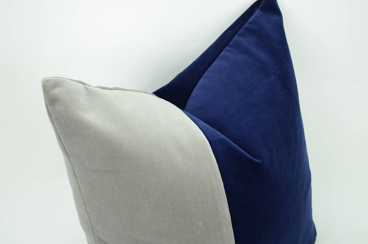navy and grey pillow // color block pillow // navy and grey cushion // velvet pillow cover