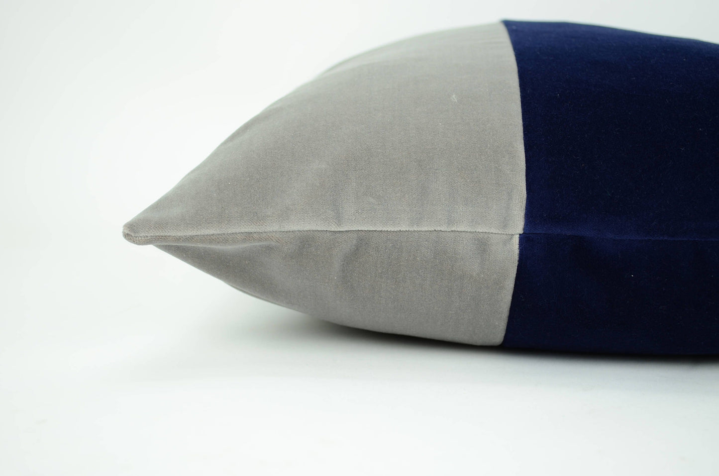 navy and grey pillow // color block pillow // navy and grey cushion // velvet pillow cover