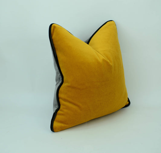 Grey and yellow pillow case // yellow and grey velvet cushion // grey and yellow
