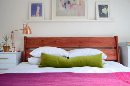 Long lumbar pillow // olive green velvet pillow // long lumbar cushion //