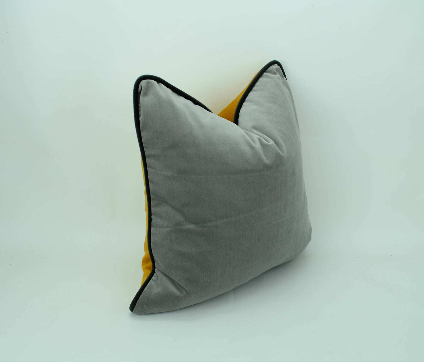 Grey and yellow pillow case // yellow and grey velvet cushion // grey and yellow