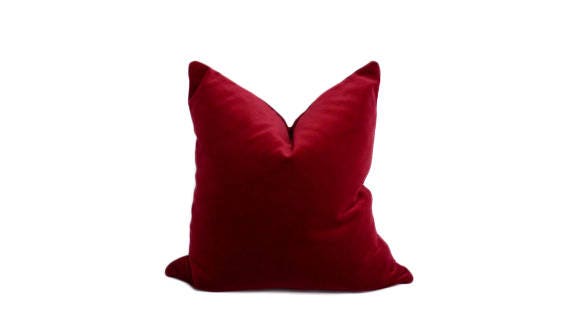 Red velvet pillow, dark red velvet cushion, Deep Red Velvet Cushion case