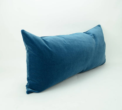 long lumbar blue velvet pillow, slate blue velvet pillow // blue velvet cushion // dark blue velvet pillow