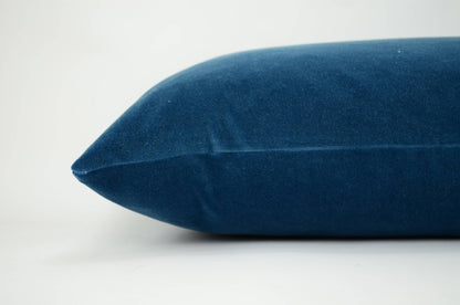 long lumbar blue velvet pillow, slate blue velvet pillow // blue velvet cushion // dark blue velvet pillow