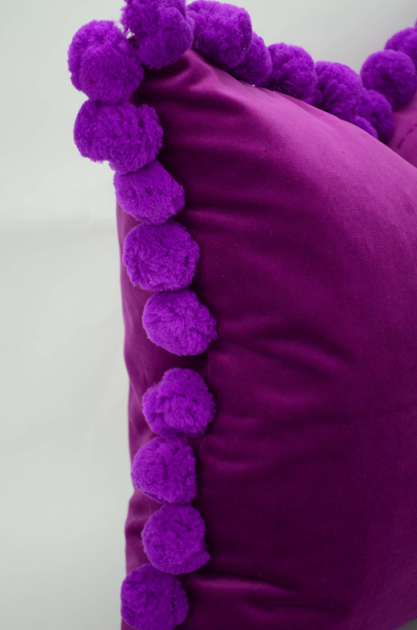 Orchid pom pom cushion // jumbo pom pom pillow // velvet pom cushion // purple pom pom pillow