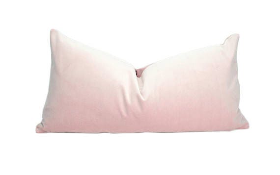 Blush velvet pillow // blush velvet cushion // blush pillow cover // light pink velvet pillow