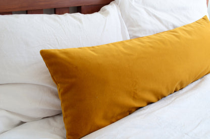 Long lumbar pillow, mustard velvet pillow, long lumbar mustard cushion, mustard cushion